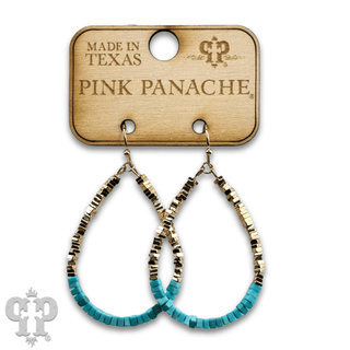 Gold and turquoise square bead teardrop earring - Boutique Bella BellaEarrings