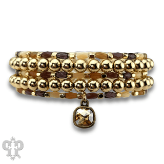 Gold bead bracelet set, Austrian crystal - LC - Boutique Bella BellaBracelets