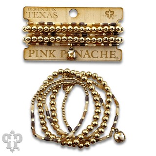 Gold bead bracelet set, Austrian crystal - LC - Boutique Bella BellaBracelets