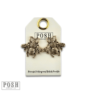 Gold bee post earring - Boutique Bella BellaEarrings