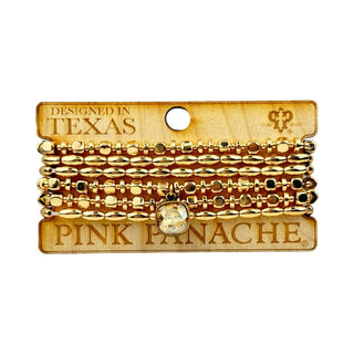 Gold bicone and square bead stacked bracelet - Boutique Bella BellaBracelets