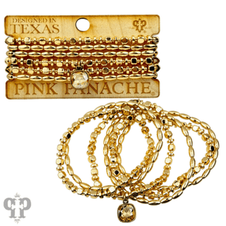 Gold bicone and square bead stacked bracelet - Boutique Bella BellaBracelets