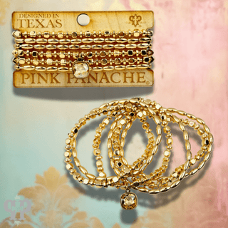 Gold bicone and square bead stacked bracelet - Boutique Bella BellaBracelets