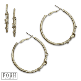 Gold cable hoop earring rhinestones, last call - Boutique Bella BellaEarrings