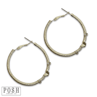 Gold cable hoop earring rhinestones, last call - Boutique Bella BellaEarrings