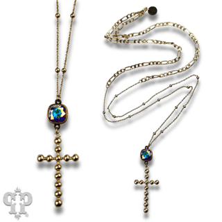 Gold chain and cross necklace with Austrian crystal - Boutique Bella BellaNecklaces