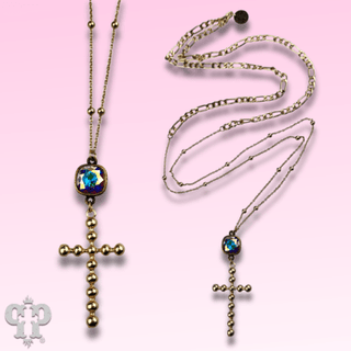 Gold chain and cross necklace with Austrian crystal - Boutique Bella BellaNecklaces