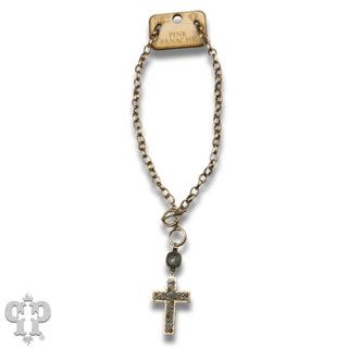 Gold chain and toggle cross necklace with Austrian crystal - Boutique Bella BellaNecklaces