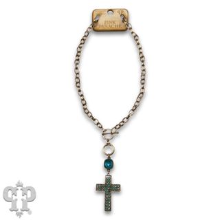 Gold chain and toggle cross necklace with Austrian crystal - Boutique Bella BellaNecklaces