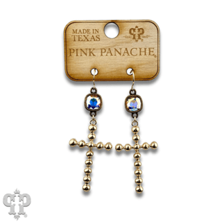 Gold cross earring with Austrian crystal - LC - Boutique Bella BellaEarrings