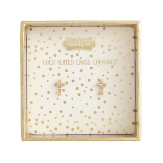 Gold Cross Stud Earrings - Boutique Bella BellaEarrings