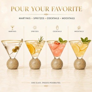 Gold Crystal Ball Stemless Martini Glasses Set Of 2 By For Drinking Martinis Gold Ac - Boutique Bella Bella