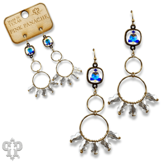 Gold double circle earring with Austrian crystal - Boutique Bella BellaEarrings
