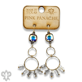 Gold double circle earring with Austrian crystal - Boutique Bella BellaEarrings