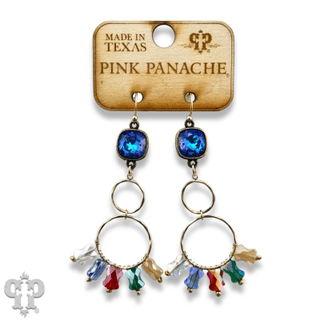Gold double circle earring with Austrian crystal - Boutique Bella BellaEarrings