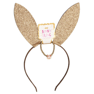 Gold Glitter Bunny Headband & Bracelet Set - Boutique Bella BellaHeadband