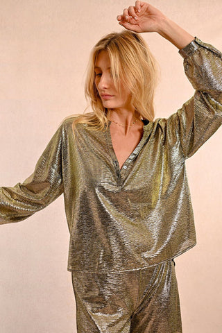 Gold Medusa Fleck Blouse - Boutique Bella BellaBLOUSE