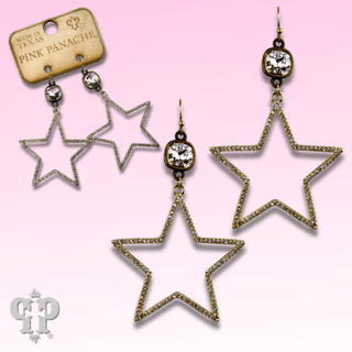 Gold open star earring, Austrian crystal - LC - Boutique Bella BellaEarrings