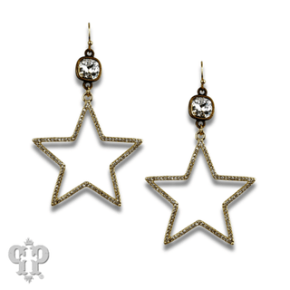 Gold open star earring, Austrian crystal - LC - Boutique Bella BellaEarrings