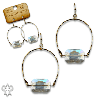 Gold oval and faceted glass bead earring - Boutique Bella BellaEarrings