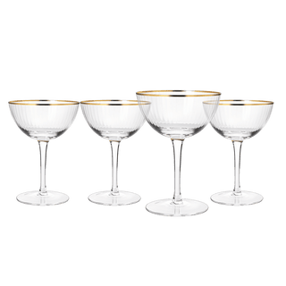 Gold Rim Glasses 6 Oz Set Of 4 Gold Rim Classic Manhattan Glasses For Martini Cockta - Boutique Bella Bella