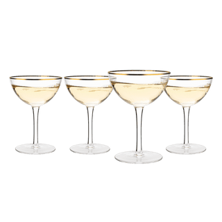 Gold Rim Glasses 6 Oz Set Of 4 Gold Rim Classic Manhattan Glasses For Martini Cockta - Boutique Bella Bella