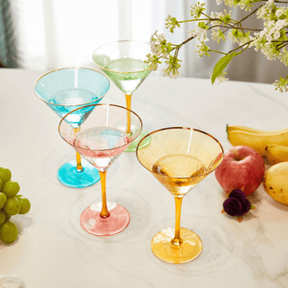 Gold Rimmed Crystal Martini Glasses 10 Oz Set Of 4 Classic Martini Glasses For Cocktails Wine Champa - Boutique Bella Bella