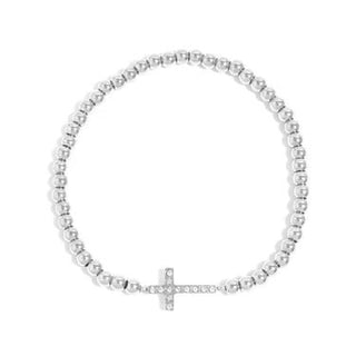 Gold Rush Cross Beaded Stretch Bracelet - Boutique Bella BellaBracelets
