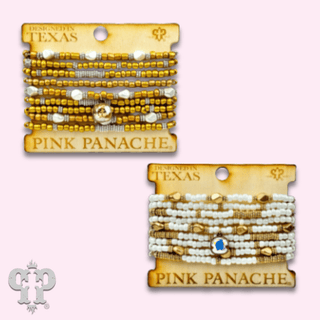 Gold, silver and white pony bead stacked bracelet - Boutique Bella BellaBracelets