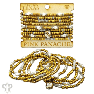 Gold, silver and white pony bead stacked bracelet - Boutique Bella BellaBracelets