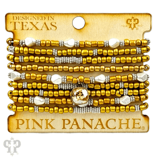 Gold, silver and white pony bead stacked bracelet - Boutique Bella BellaBracelets