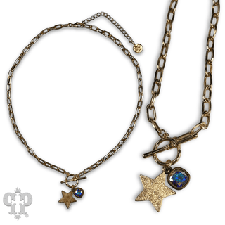 Gold star necklace with crystals from Swarovski® - LC - Boutique Bella BellaNecklaces