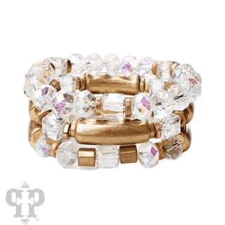 Gold tube and crystal beaded bracelet stack - Boutique Bella BellaBracelets