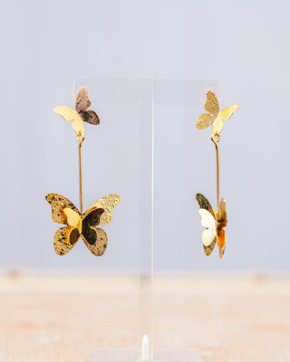 Golden Butterfly on a string Earrings - Boutique Bella BellaEARRINGS