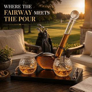 Golf Club Whiskey Decanter Set with 2 Crystal Glasses, 28.7 oz - Boutique Bella Bella