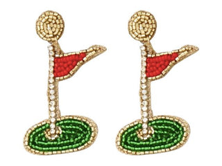 Golf Tee Earrings - Red Flag - Boutique Bella BellaDistress