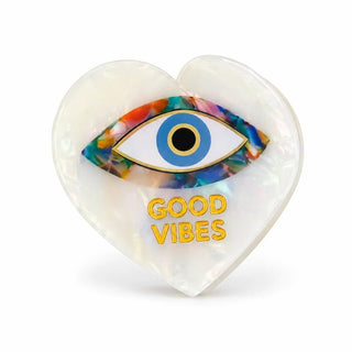 Good Vibes - Evil Eye Heart - Acetate Hair Claw Clip - Boutique Bella BellaClaw Clip