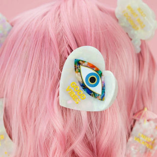 Good Vibes - Evil Eye Heart - Acetate Hair Claw Clip - Boutique Bella BellaClaw Clip