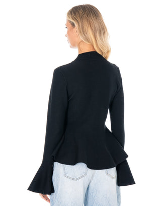 Graceful Bell Ribbed Top - Black - Boutique Bella BellaSweater