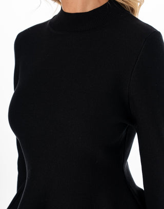 Graceful Bell Ribbed Top - Black - Boutique Bella BellaSweater