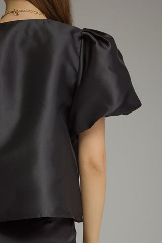 Graceful Pleat Puff Top - Boutique Bella BellaBlouse