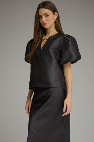 Graceful Pleat Puff Top - Boutique Bella BellaBlouse