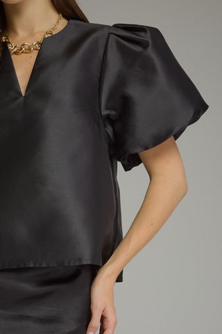 Graceful Pleat Puff Top - Boutique Bella BellaBlouse