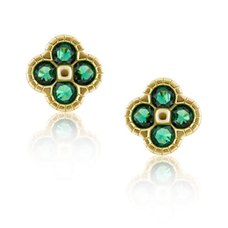 Gracie CZ Clover Studs Emerald - Boutique Bella BellaEarring