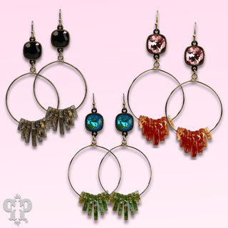 Graduated acrylic disc earring with Austrian crystal - Boutique Bella BellaEarrings