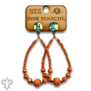 Graduated wood bead teardrop earring with Austrian crystal - LC - Boutique Bella BellaEarrings