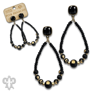 Graduated wood bead teardrop earring with Austrian crystal - LC - Boutique Bella BellaEarrings