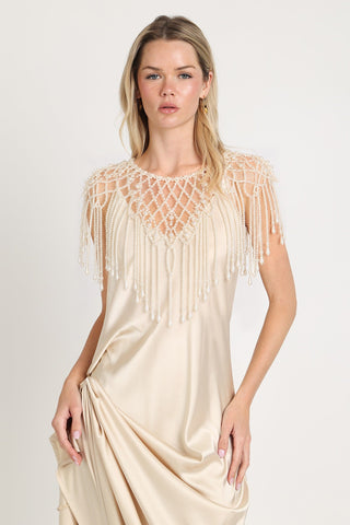 Grand Pearl Drape Collar - Boutique Bella BellaNecklace