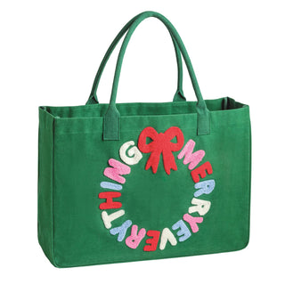 Green Holiday Boucle Tote - Boutique Bella BellaTote Bag