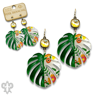 Green leaf earring with Austrian crystal earring - LC - Boutique Bella BellaEarrings
